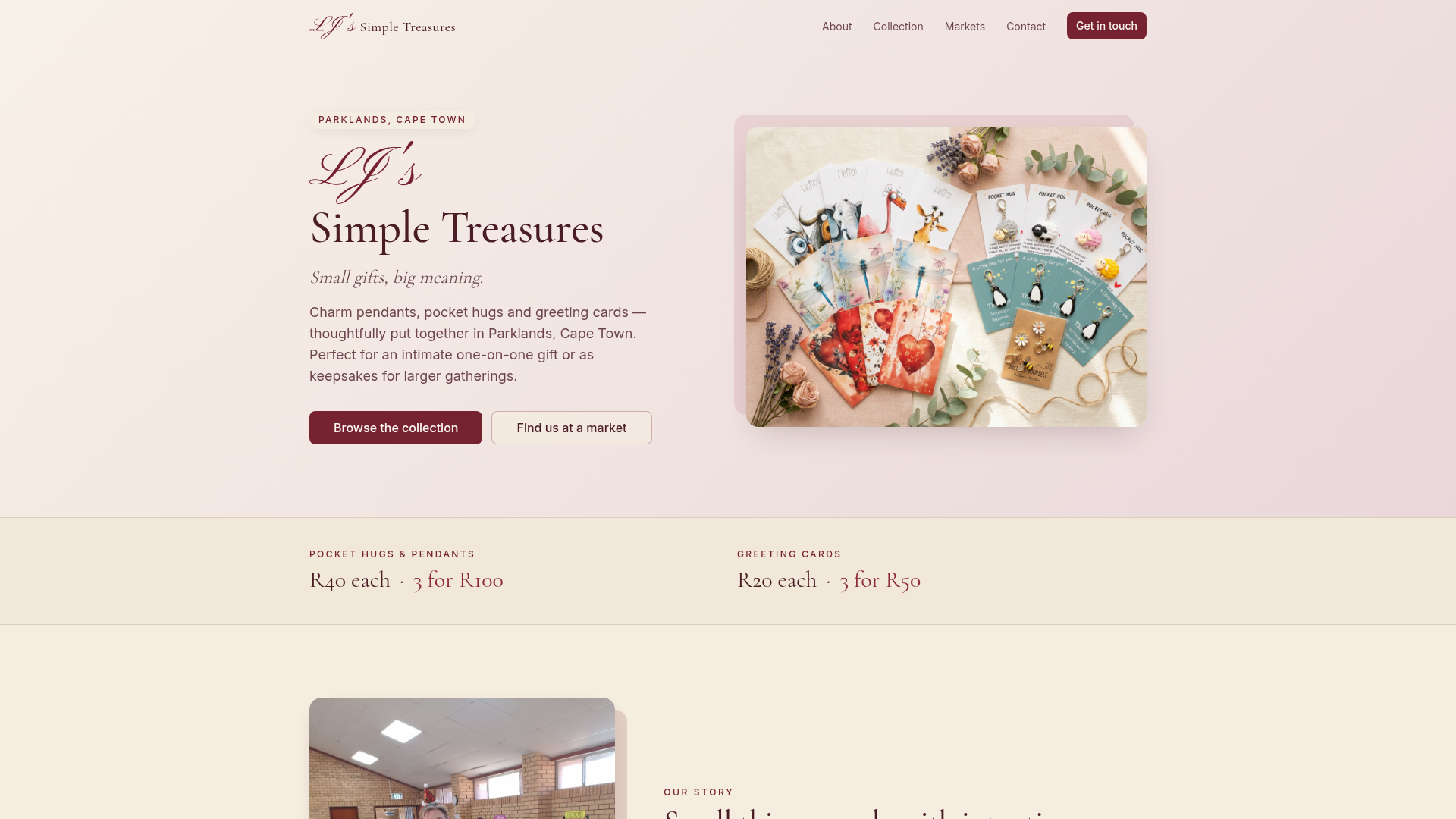 LJ's Simple Treasures website screenshot