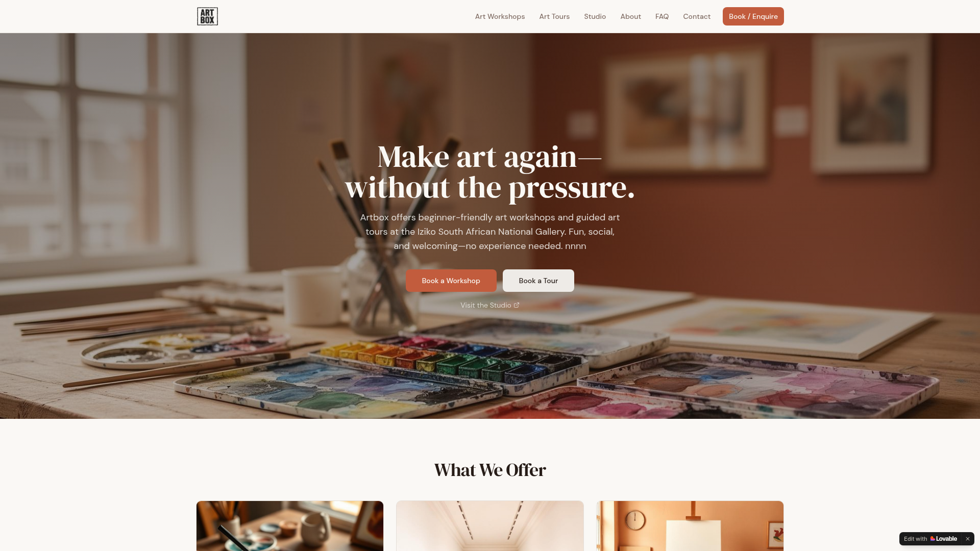 ArtBox Cape Town website screenshot