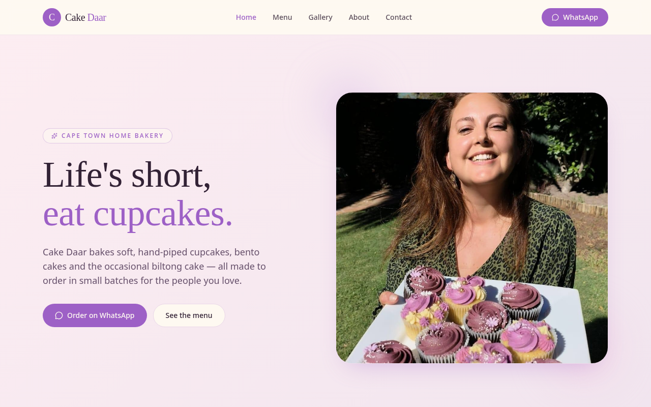 Cake Daar Delights website screenshot